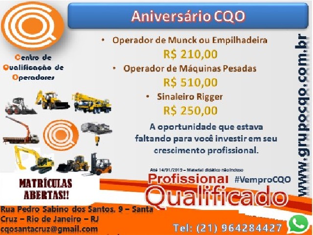 Promoção curso de máquinas pesadas